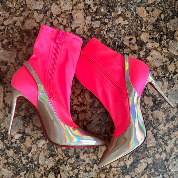 Christian Louboutin Pink Jessie Joli Crystal Embellished Bootie Shoe - Picture 5 of 9